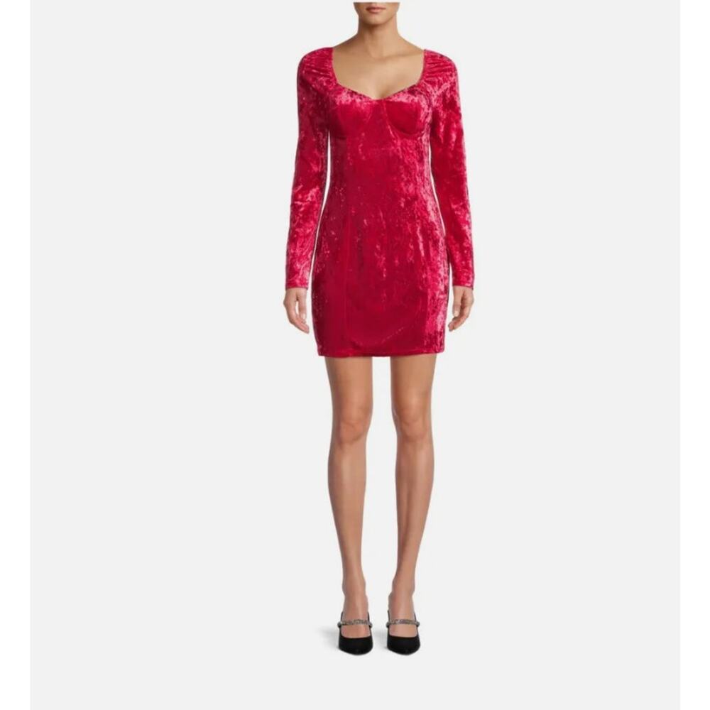 Madden NYC Junior's Red Velvet Corset Bodycon Dress sz XL - Picture 2 of 9